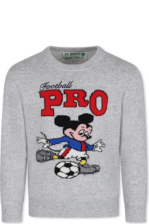 Homeware MC2 Saint Barth Grey Sweater For Boy With Mickey Mouse