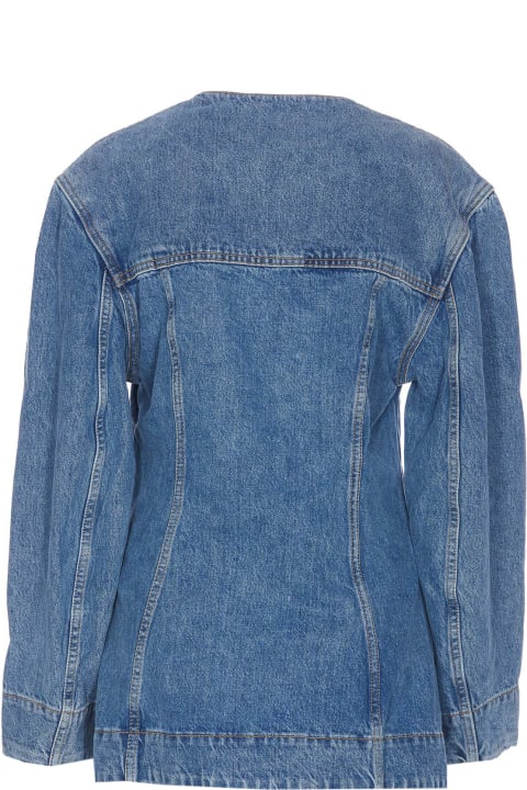 Ganni Coats & Jackets for Women Ganni Blazer Mid Blue Vintage Fitted Denim