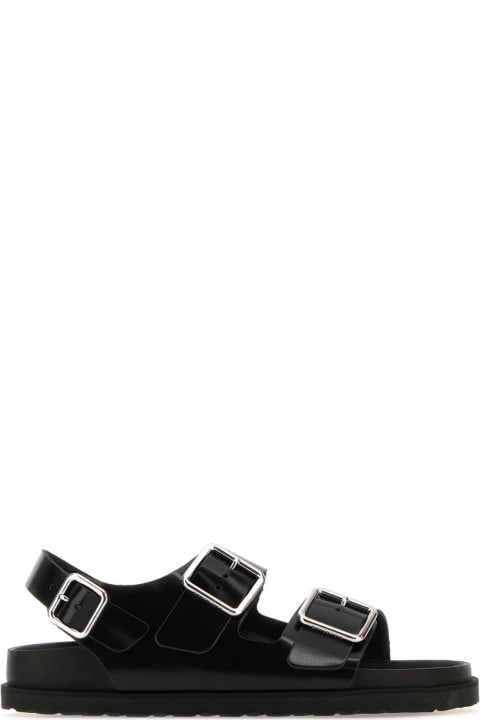 Birkenstock for Men Birkenstock Black Leather Milano Avantgarde Sandals