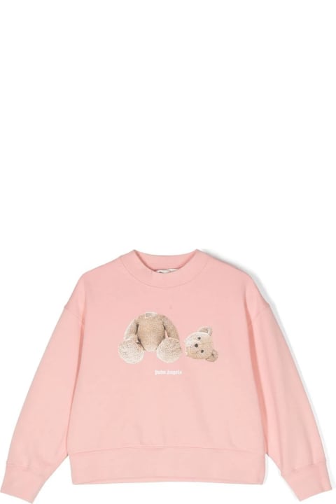 Palm Angels Topwear for Girls Palm Angels Pink Bear Crew Neck Sweatshirt