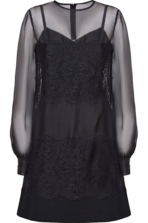 Dolce & Gabbana Dresses for Women Dolce & Gabbana Short Dress In Silk Organza With Lace Inlays