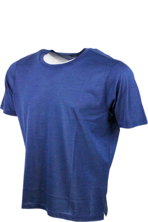 メンズ Barba Napoliのトップス Barba Napoli Short-sleeved Crew-neck T-shirt In 100% Luxury Silk With Vents At The Bottom