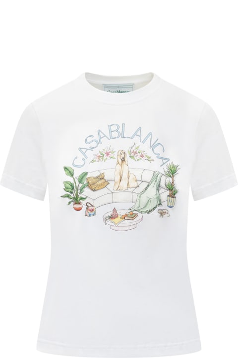 Casablanca Topwear for Women Casablanca White Cotton T-shirt