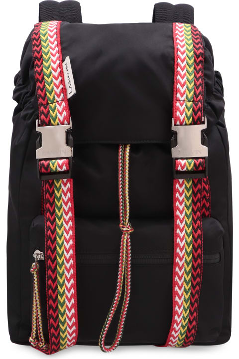 Lanvin Backpacks for Men Lanvin Black Nylon Backpack With Curb Ribbons