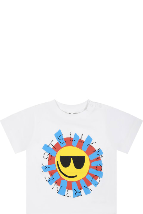 ベビーボーイズ Stella McCartney KidsのTシャツ＆ポロシャツ Stella McCartney Kids White T-shirt For Baby Boy With Sun