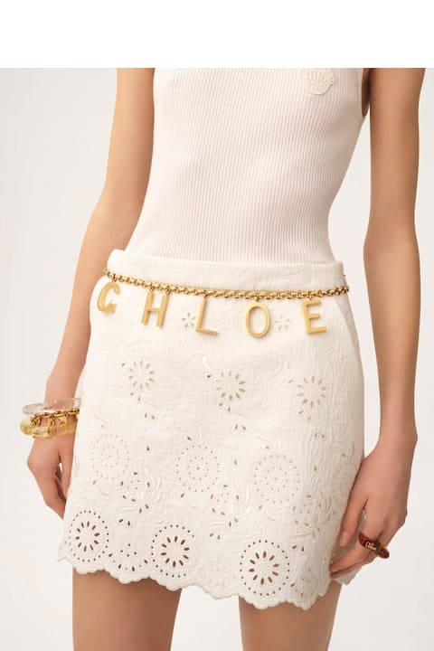 Chloé إكسسوارات لـ السيدات Chloé Metallic Belt With Adjustable Hook Closure And Logo Lettering Charm In Brass Woman