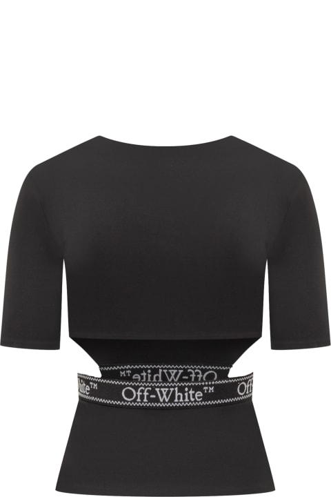 Off-White Women Off-White Logo Band Cut-out Crewneck Top