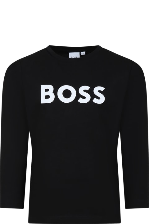 أدوات منزلية Hugo Boss Black T-shirt For Boy With Logo
