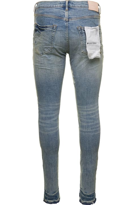 Purple Brand Jeans for Men Purple Brand Light Blue Skinny Jeans With Rips Detail In Stretch Cotton Denim Man