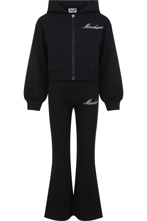 Moschino for Kids Moschino Black Tracksuit For Girls With Logo