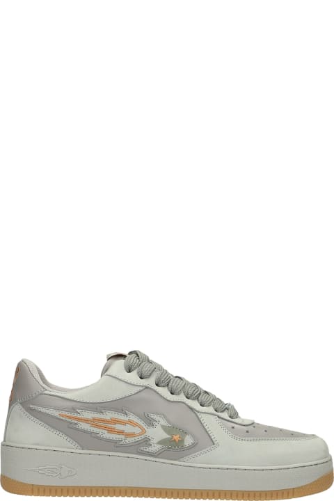 Sneakers In Grey Suede And Leather