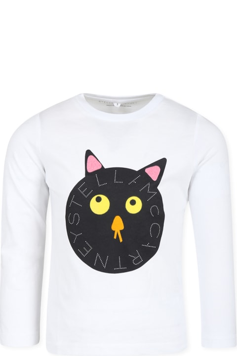 Homeware Stella McCartney Kids White T-shirt For Girl With Cat Print