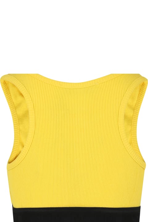 MSGM Topwear for Women MSGM Yellow Crop Top For Girl With Logo