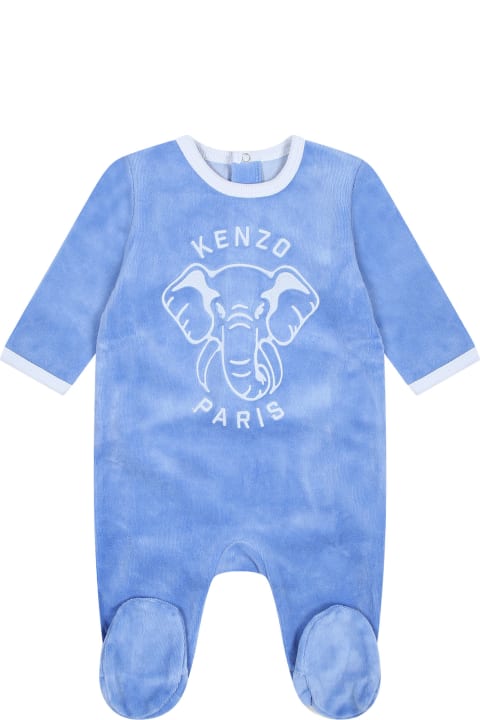 Kenzo Kids Kenzo Kids Light Blue Set For Baby Boy With Logo