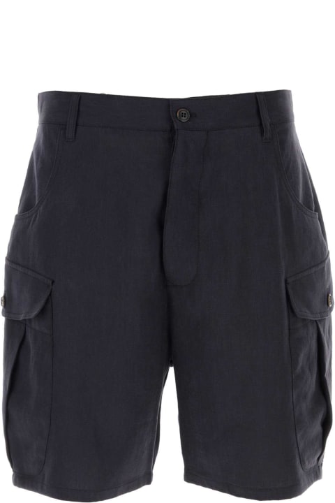 Giorgio Armani Pants for Men Giorgio Armani Navy Blue Linen Bermuda Shorts