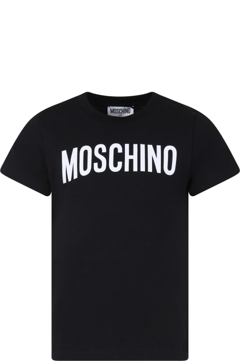 Moschino for Kids Moschino Black T-shirt For Kids With Logo