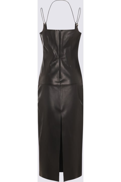 The Attico for Women The Attico Black Leather Midi Dress
