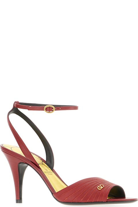 Valentino Garavani for Women Valentino Garavani Tiziano Red Ladycrush Leather Sandals
