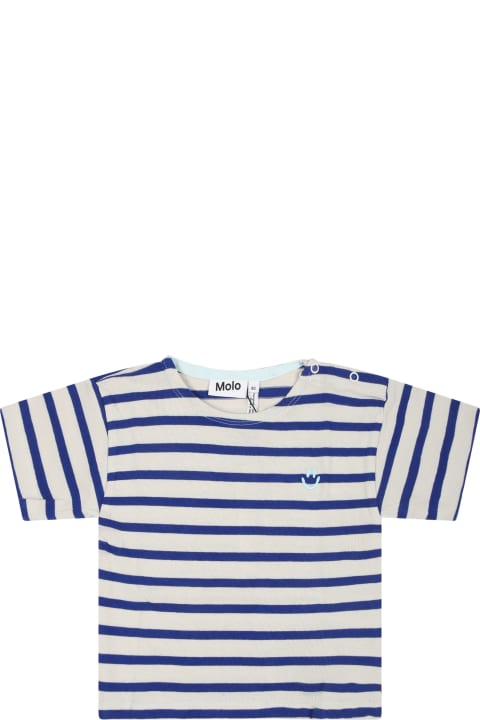 ベビーガールズ MoloのTシャツ＆ポロシャツ Molo Blue T-shirt For Baby Kids With Smiley