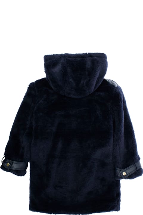 Chloé for Men Chloé Blue Coat With Fixed Hood And Front Button Closure In Ecofur Girl