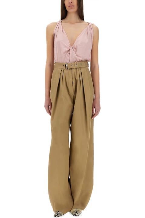 Dries Van Noten سراويل طويلة وقصيرة لـ السيدات Dries Van Noten Wide-leg Pants With Belt