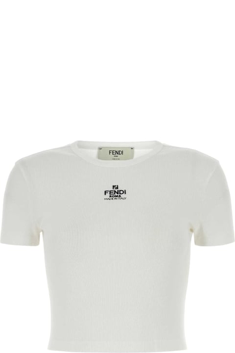 Homeware Fendi White Stretch Cotton T-shirt