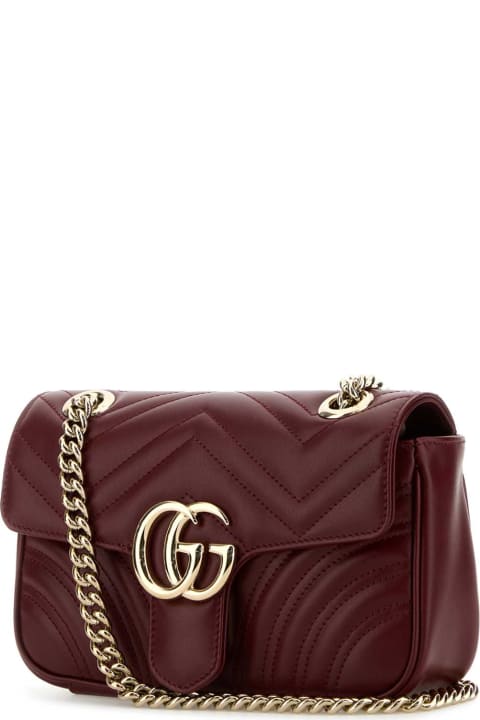 Bags for Women Gucci Burgundy Leather Mini Gg Marmont Schouder Bag