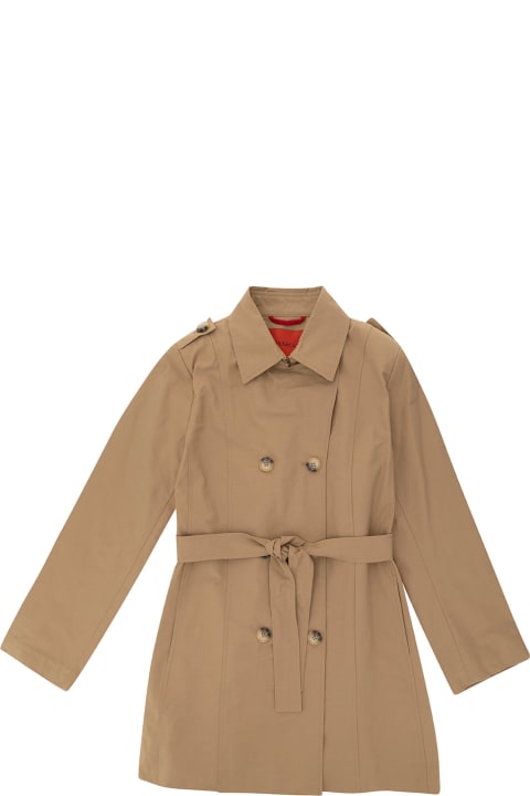 Max&Co. Coats & Jackets for Girls Max&Co. Beige Double-breasted Trench Coat With Matching Belt In Cotton Blend Girl