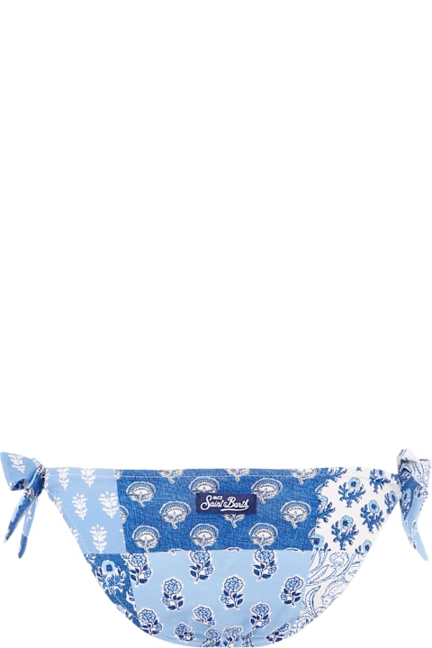 Homeware MC2 Saint Barth Light Blue Swim Briefs For Girl With Floral Print