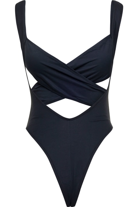 ウィメンズ Reina Olgaのウェア Reina Olga 'exotica' Black One-piece Swimsuit With Cut-out And Cross-strap In Polyamide Stretch Woman