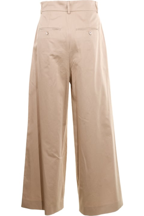 Wide Beige Cotton Trousers