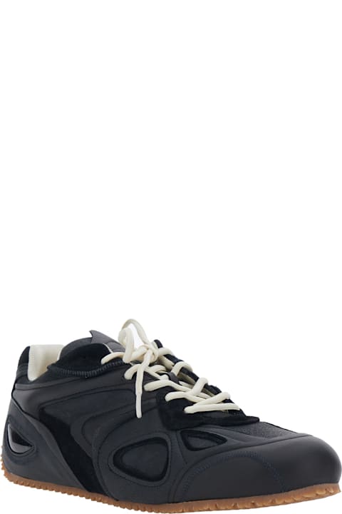 Homeware Axel Arigato 'slow Runner' Black Sneaker With Insert Design And Grooved Sole In Leather And Suede Man
