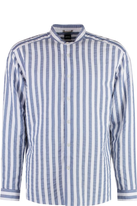 Shirts for Men Hugo Boss Striped Cotton Shirt