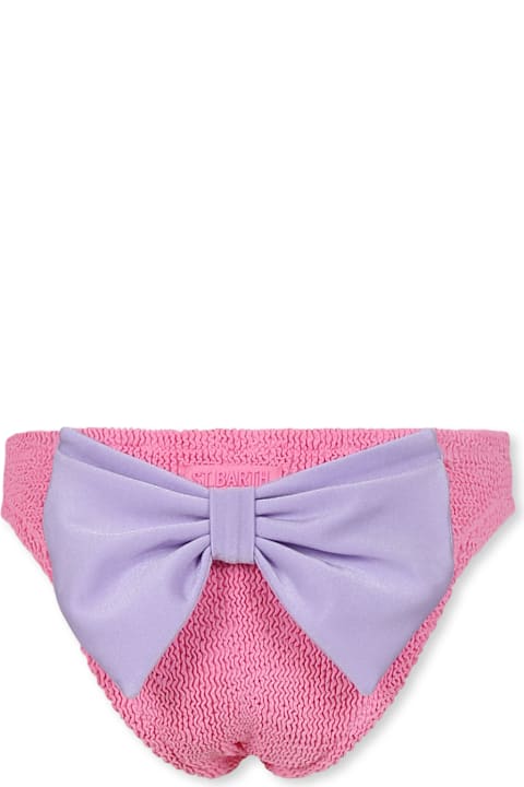 Swimwear for Girls MC2 Saint Barth Pink Swim Briefs For Girl With Bow