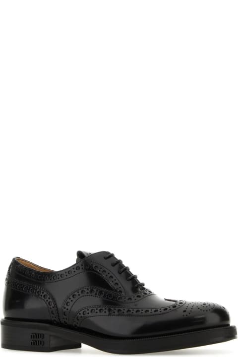 ウィメンズ レースアップシューズ Miu Miu Black Leather Church's X Lace-up Shoes