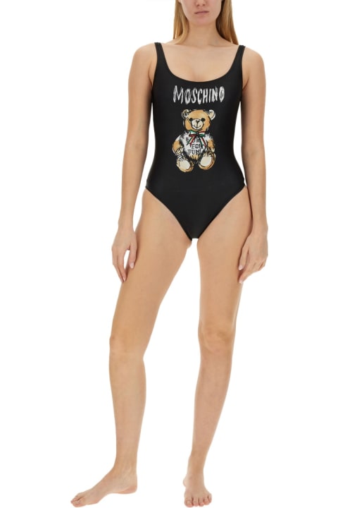 Moschino for Women Moschino 'drawn Teddy Bear' One-piece Swimsuit