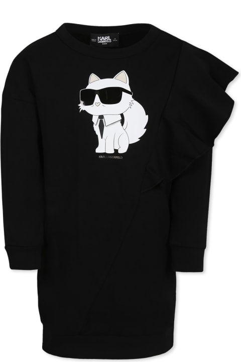 Homeware Karl Lagerfeld Kids Black Dress For Girl With Choupette
