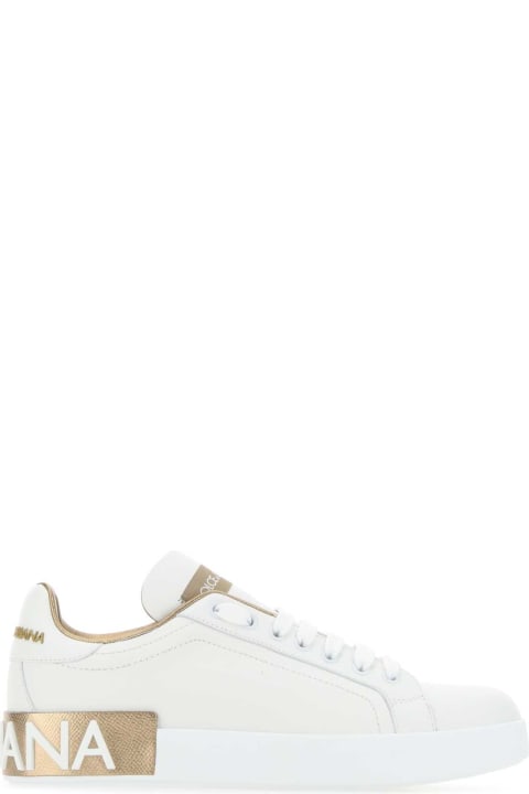 Homeware Dolce 
Gabbana White Nappa Leather Portofino Sneakers