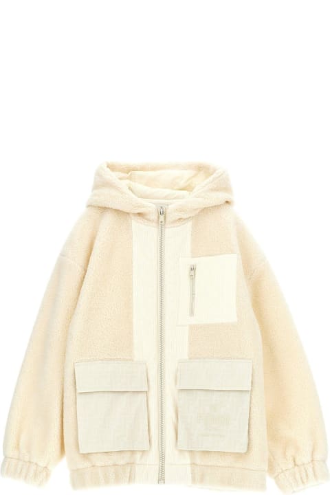 Fendi معاطف وجواكت لـ بنات Fendi Hooded Zip-up Fleece Jacket