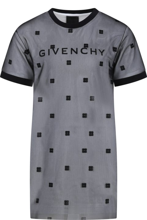 Givenchy for Kids Givenchy Black Dress For Girl With All-over Logo