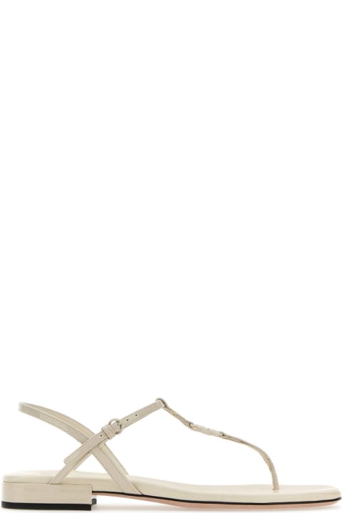 Shoes Sale for Women Miu Miu Ivory Leather Thong Sandals