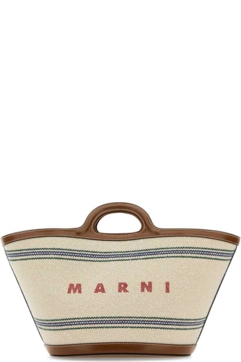 Marni Bags for Women Marni Logo Detailed Striped Tote Bag