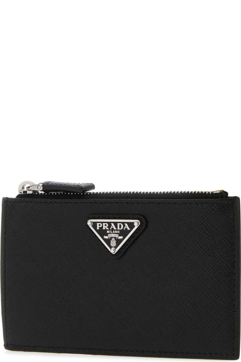 メンズ アクセサリー Prada Black Leather Card Holder