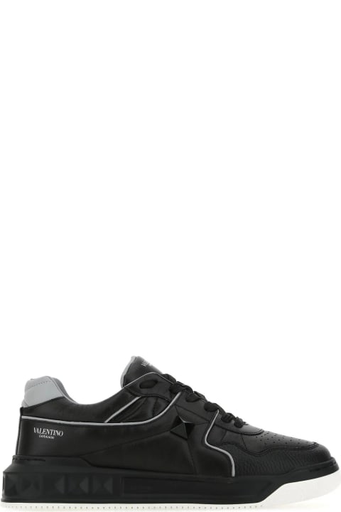 Shoes for Men Valentino Garavani Black Nappa Leather One Stud Sneakers