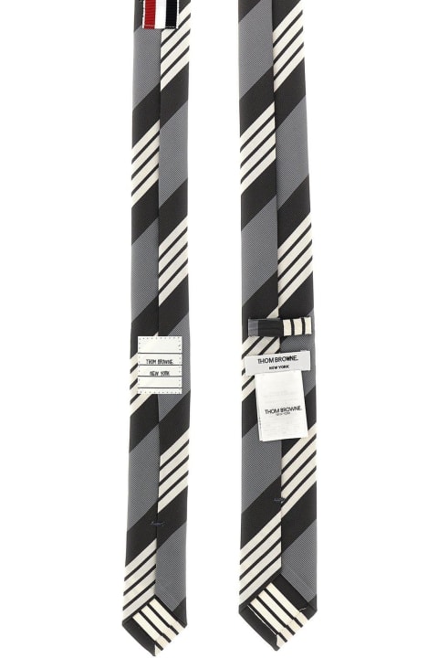 Thom Browne for Men Thom Browne Logo Patch Striped Tie