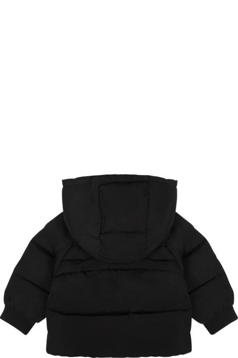 Black Down Jacket For Baby Boy With Logo