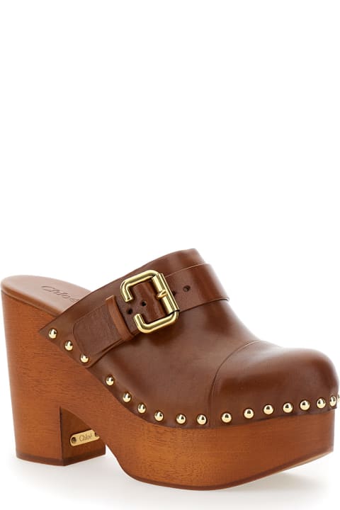 Homeware Chloé Caramel Leather Jeannette Clogs