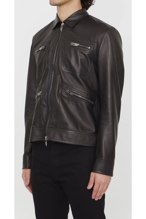 Salvatore Santoro Coats & Jackets for Men Salvatore Santoro Black Leather Jacket