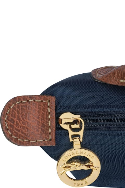Longchamp 'le Pliage Original' Blue Mini Bag With Logo Engraved On