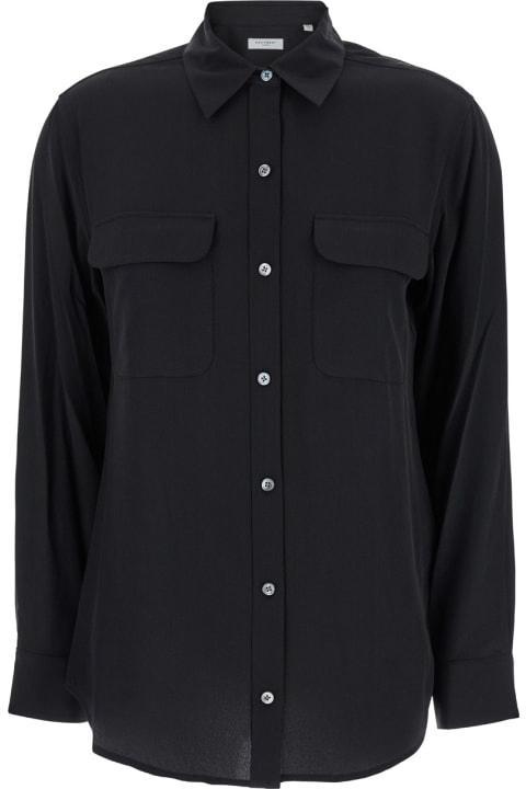 Homeware Equipment 
signature
 Black Shirt With Patch Pockets In Silk Woman